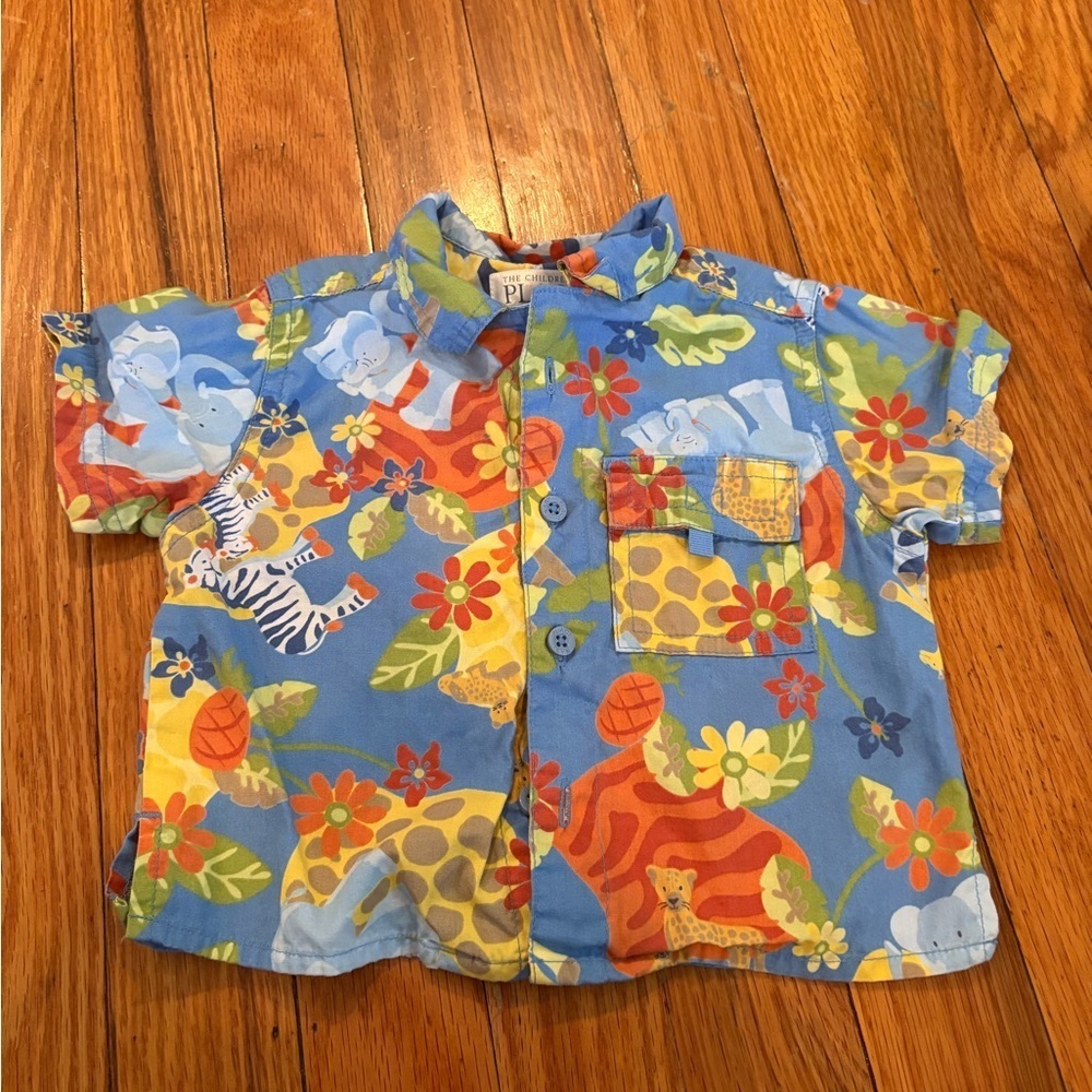 The Children’s Place Baby Button-Up Shirt – Safari Print – 3–6 Months